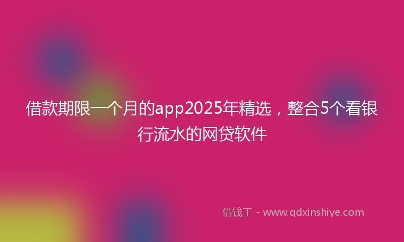 借款期限一个月的app2025年精选，整合5个看银行流水的网贷软件