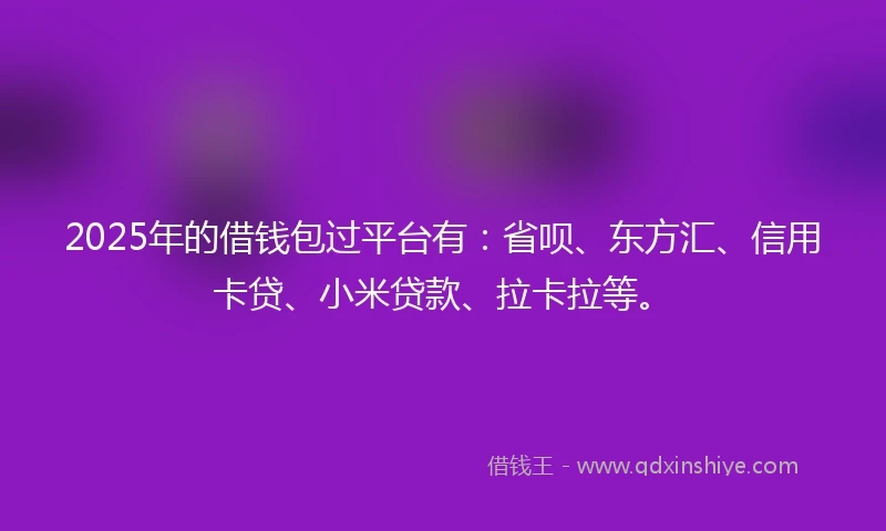 2025年的借钱包过平台有：省呗、东方汇、信用卡贷、小米贷款、拉卡拉等。