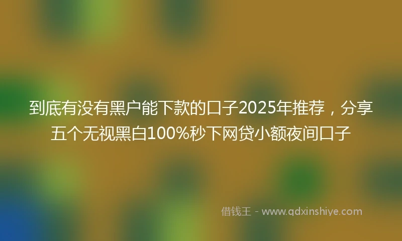 到底有没有黑户能下款的口子2025年推荐，分享五个无视黑白100%秒下网贷小额夜间口子