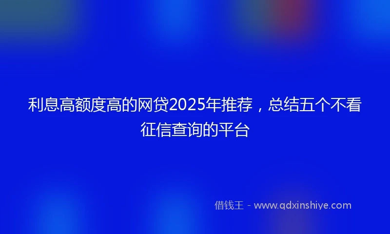 利息高额度高的网贷2025年推荐，总结五个不看征信查询的平台