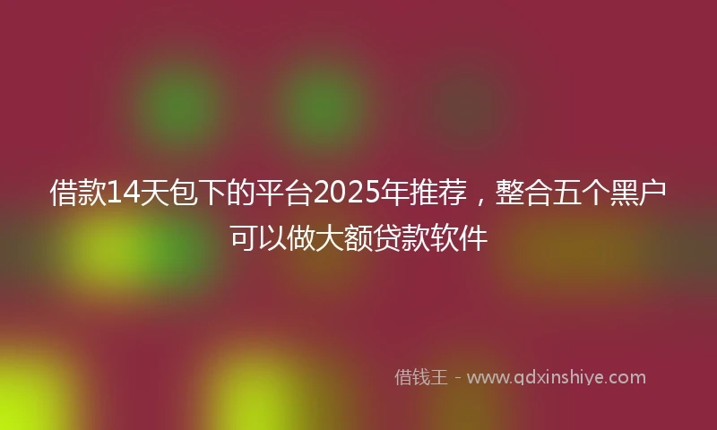 借款14天包下的平台2025年推荐，整合五个黑户可以做大额贷款软件