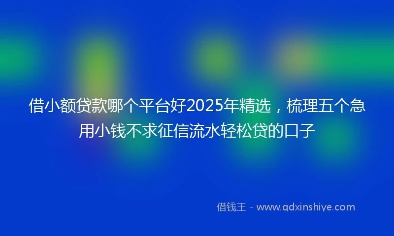 借小额贷款哪个平台好2025年精选，梳理五个急用小钱不求征信流水轻松贷的口子
