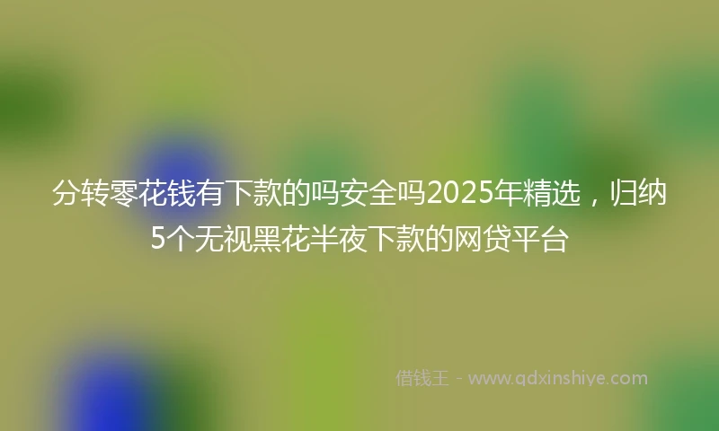 分转零花钱有下款的吗安全吗2025年精选，归纳5个无视黑花半夜下款的网贷平台