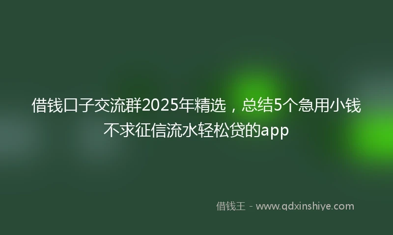 借钱口子交流群2025年精选，总结5个急用小钱不求征信流水轻松贷的app