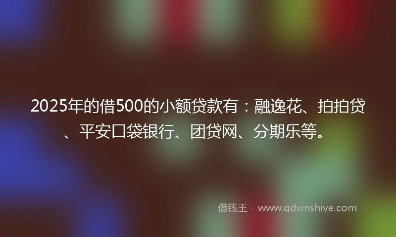 2025年的借500的小额贷款有：融逸花、拍拍贷、平安口袋银行、团贷网、分期乐等。