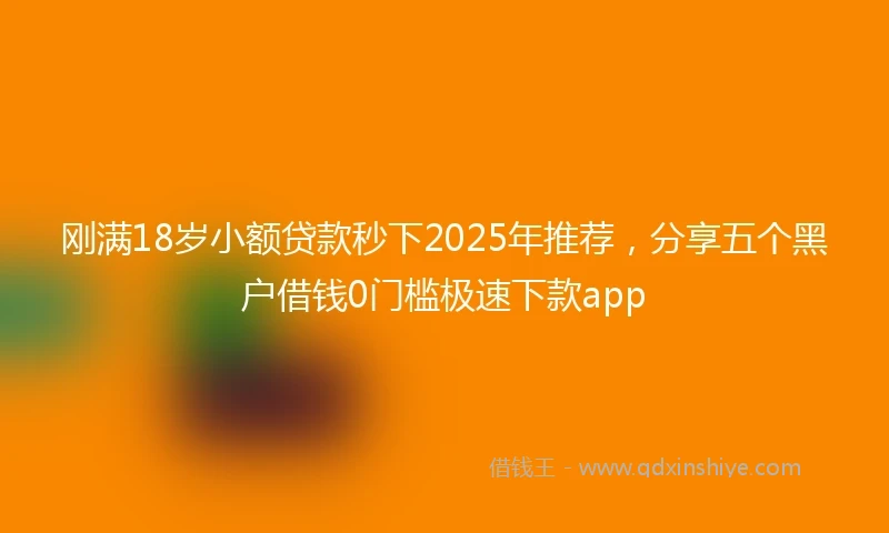 刚满18岁小额贷款秒下2025年推荐，分享五个黑户借钱0门槛极速下款app