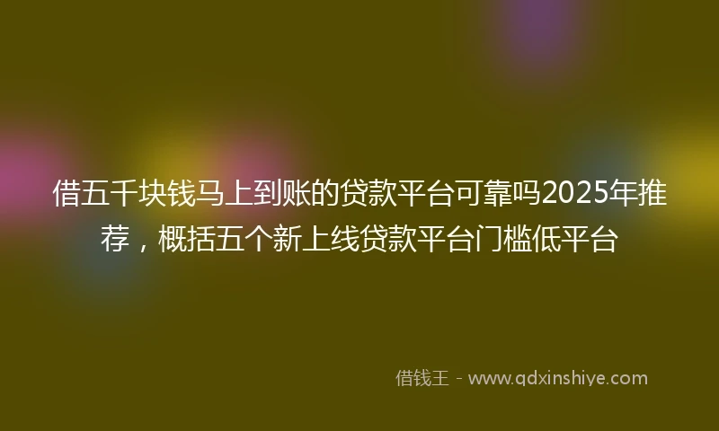 借五千块钱马上到账的贷款平台可靠吗2025年推荐，概括五个新上线贷款平台门槛低平台