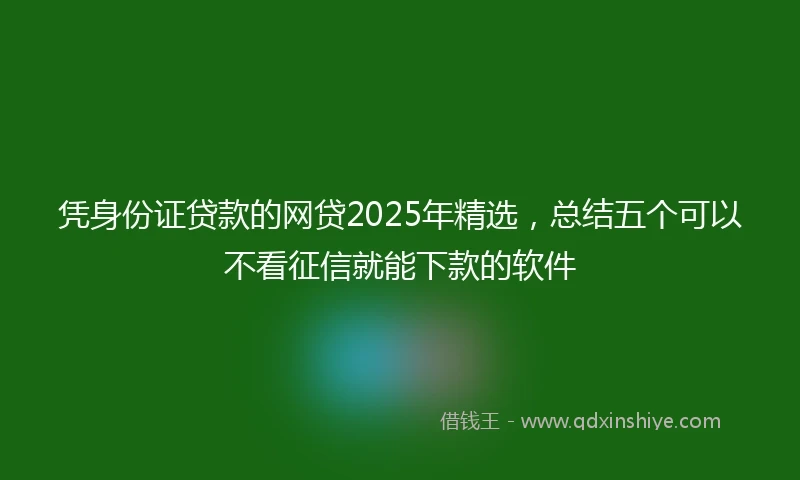 凭身份证贷款的网贷2025年精选，总结五个可以不看征信就能下款的软件