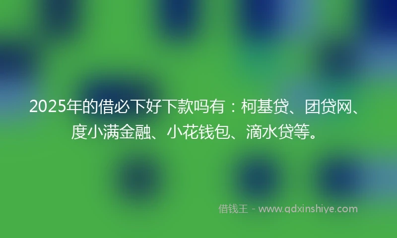2025年的借必下好下款吗有：柯基贷、团贷网、度小满金融、小花钱包、滴水贷等。