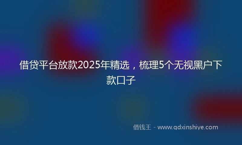 借贷平台放款2025年精选，梳理5个无视黑户下款口子