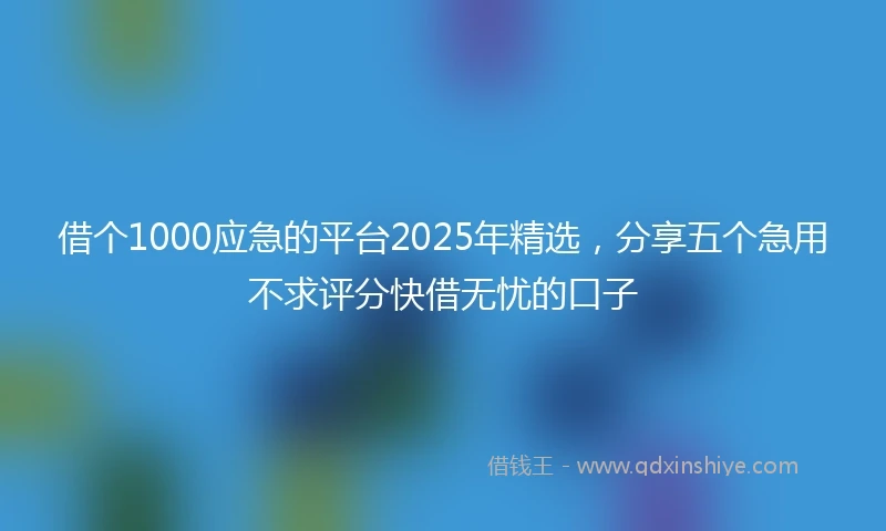 借个1000应急的平台2025年精选，分享五个急用不求评分快借无忧的口子