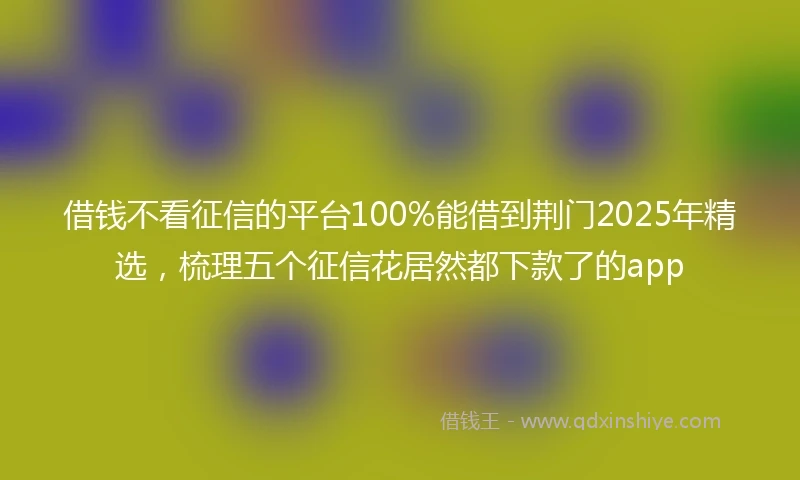 借钱不看征信的平台100%能借到荆门2025年精选，梳理五个征信花居然都下款了的app