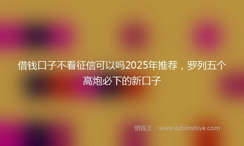 借钱口子不看征信可以吗2025年推荐，罗列五个高炮必下的新口子