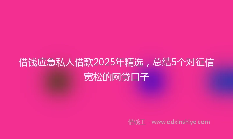 借钱应急私人借款2025年精选，总结5个对征信宽松的网贷口子