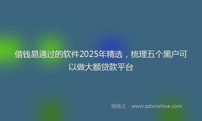 借钱易通过的软件2025年精选，梳理五个黑户可以做大额贷款平台