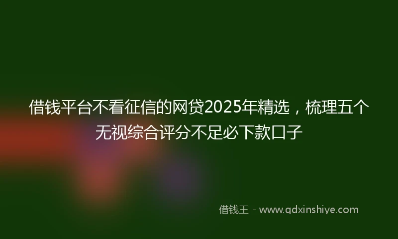 借钱平台不看征信的网贷2025年精选，梳理五个无视综合评分不足必下款口子