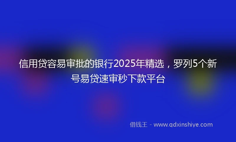 信用贷容易审批的银行2025年精选，罗列5个新号易贷速审秒下款平台