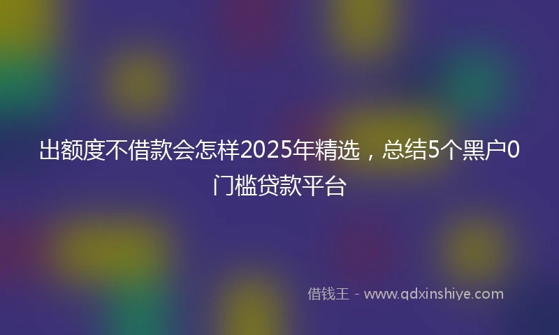 出额度不借款会怎样2025年精选，总结5个黑户0门槛贷款平台