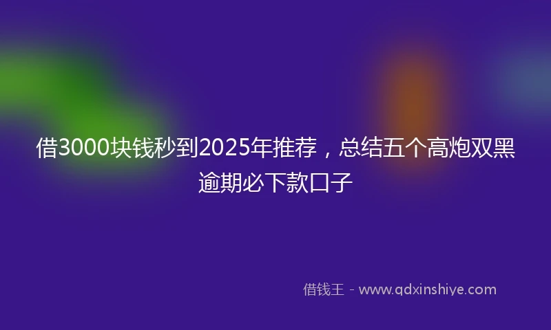 借3000块钱秒到2025年推荐，总结五个高炮双黑逾期必下款口子