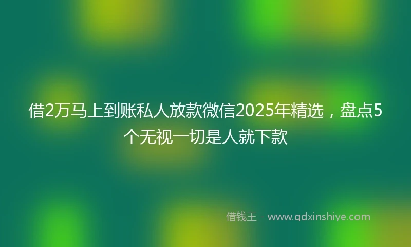 借2万马上到账私人放款微信2025年精选，盘点5个无视一切是人就下款