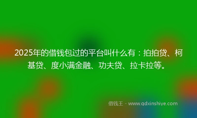2025年的借钱包过的平台叫什么有：拍拍贷、柯基贷、度小满金融、功夫贷、拉卡拉等。