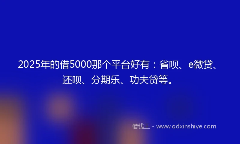 2025年的借5000那个平台好有：省呗、e微贷、还呗、分期乐、功夫贷等。