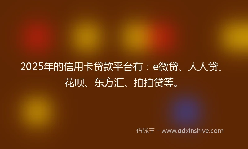 2025年的信用卡贷款平台有:e微贷、人人贷、花呗、东方汇、拍拍贷等。