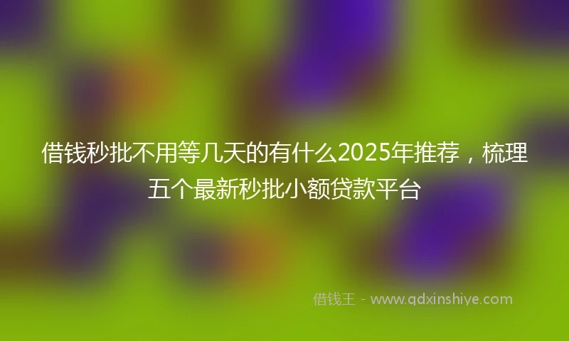 借钱秒批不用等几天的有什么2025年推荐，梳理五个最新秒批小额贷款平台