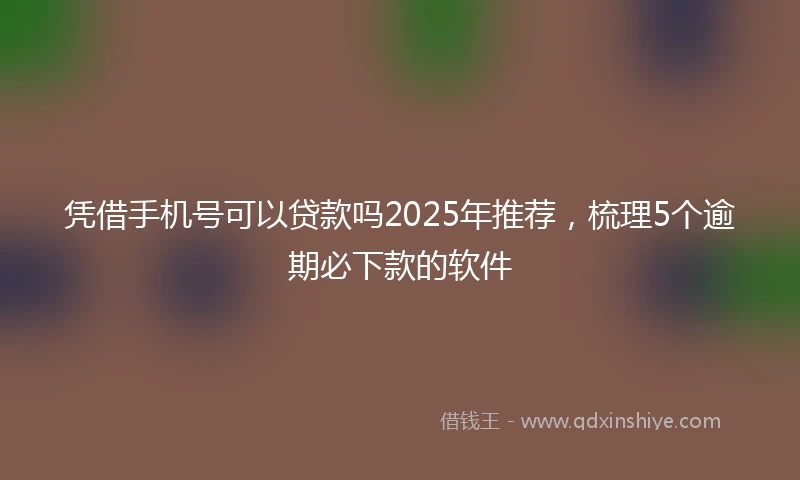 凭借手机号可以贷款吗2025年推荐,梳理5个逾期必下款的软件