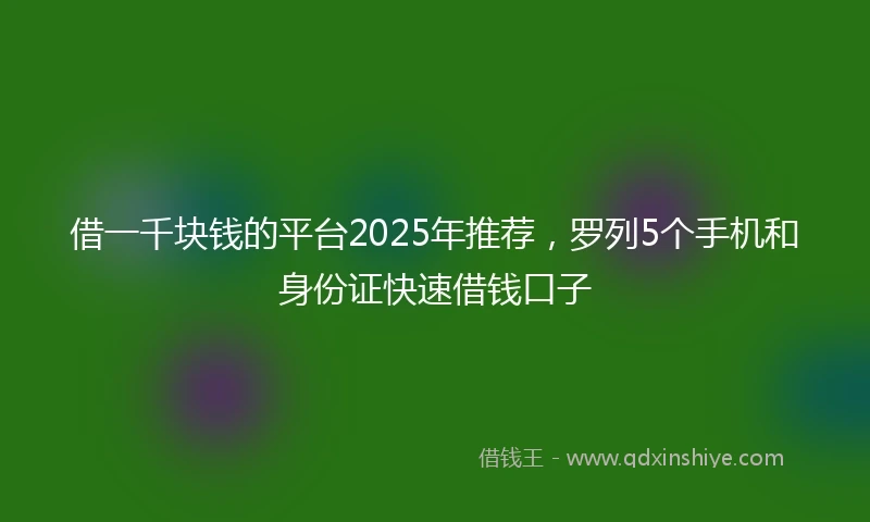 借一千块钱的平台2025年推荐，罗列5个手机和身份证快速借钱口子
