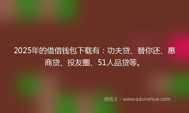 2025年的借借钱包下载有：功夫贷、替你还、惠商贷、投友圈、51人品贷等。