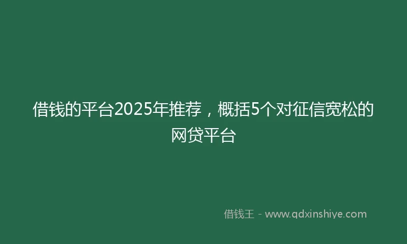 借钱的平台2025年推荐，概括5个对征信宽松的网贷平台
