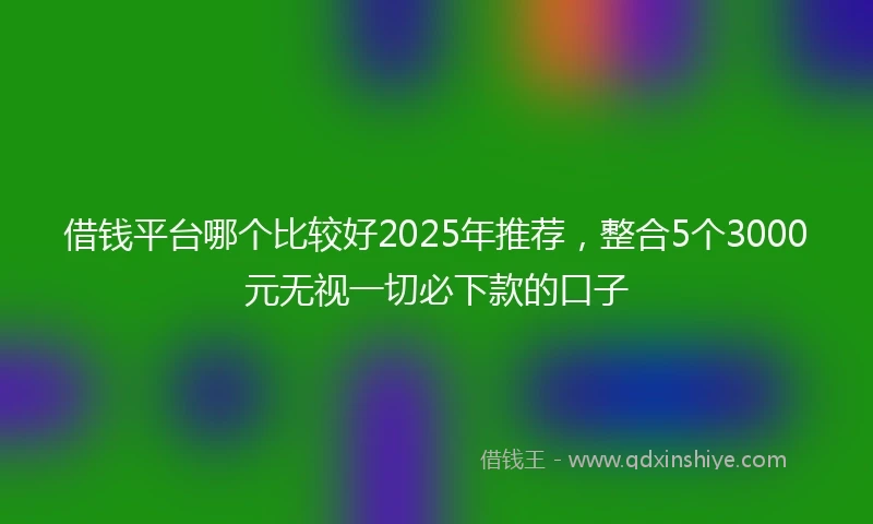 借钱平台哪个比较好2025年推荐，整合5个3000元无视一切必下款的口子