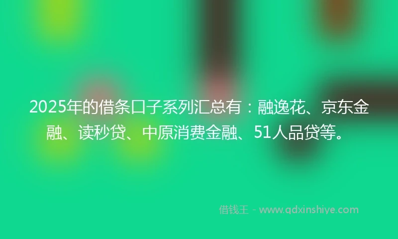 2025年的借条口子系列汇总有：融逸花、京东金融、读秒贷、中原消费金融、51人品贷等。