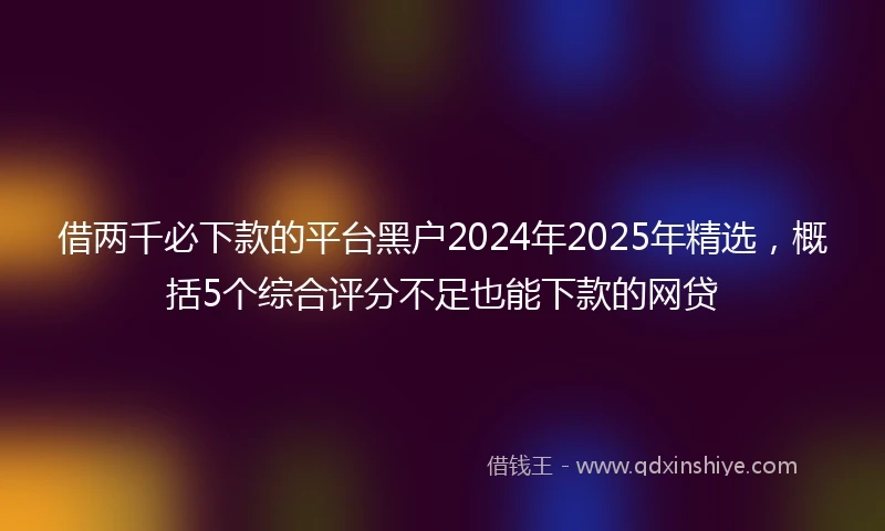 借两千必下款的平台黑户2024年2025年精选，概括5个综合评分不足也能下款的网贷