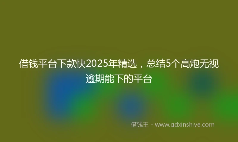 借钱平台下款快2025年精选，总结5个高炮无视逾期能下的平台