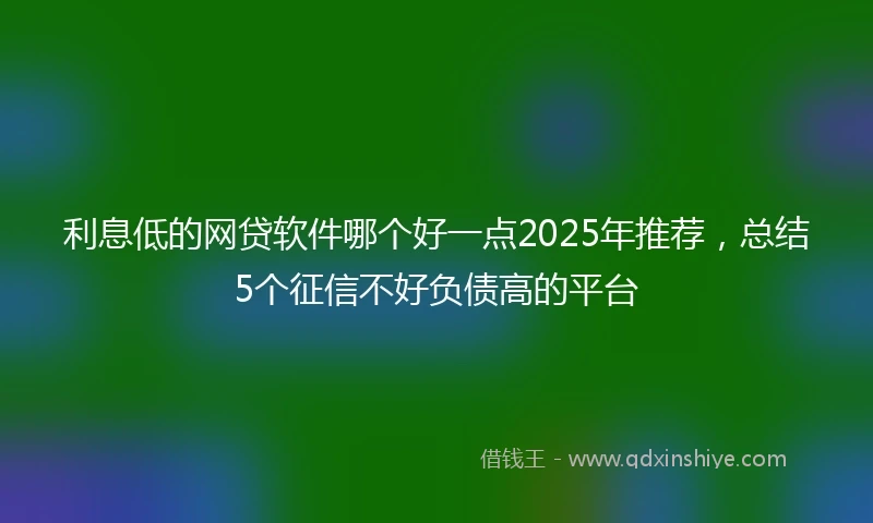 利息低的网贷软件哪个好一点2025年推荐，总结5个征信不好负债高的平台