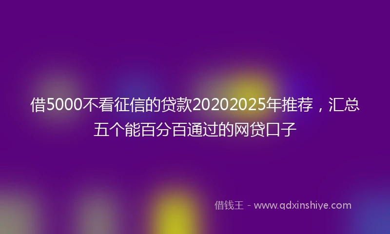 借5000不看征信的贷款20202025年推荐，汇总五个能百分百通过的网贷口子