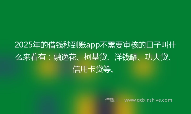2025年的借钱秒到账app不需要审核的口子叫什么来着有：融逸花、柯基贷、洋钱罐、功夫贷、信用卡贷等。