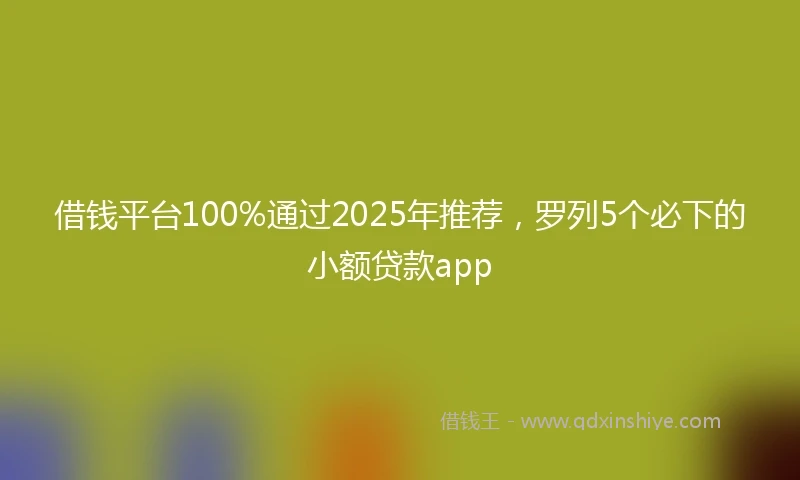 借钱平台100%通过2025年推荐，罗列5个必下的小额贷款app