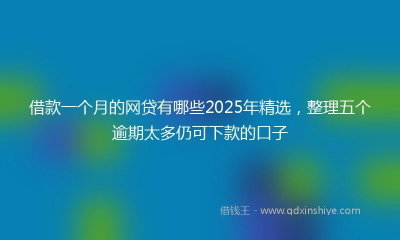 借款一个月的网贷有哪些2025年精选，整理五个逾期太多仍可下款的口子