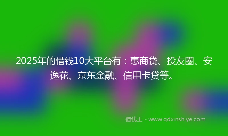 2025年的借钱10大平台有：惠商贷、投友圈、安逸花、京东金融、信用卡贷等。