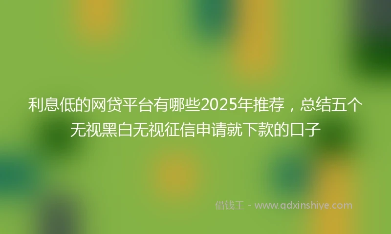 利息低的网贷平台有哪些2025年推荐,总结五个无视黑白无视征信申请就下款的口子