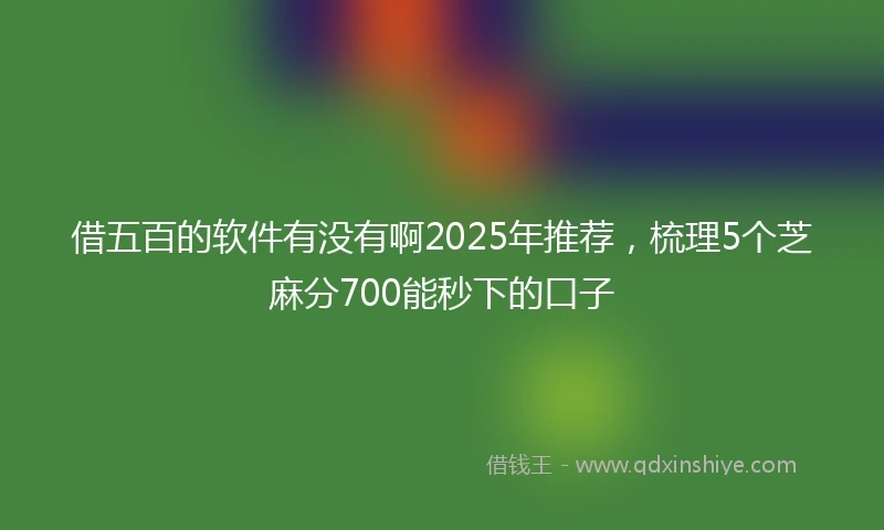 借五百的软件有没有啊2025年推荐，梳理5个芝麻分700能秒下的口子