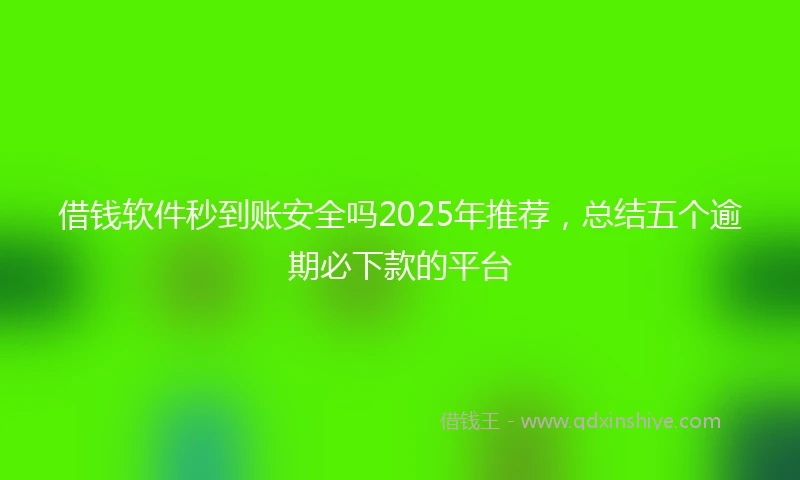 借钱软件秒到账安全吗2025年推荐，总结五个逾期必下款的平台