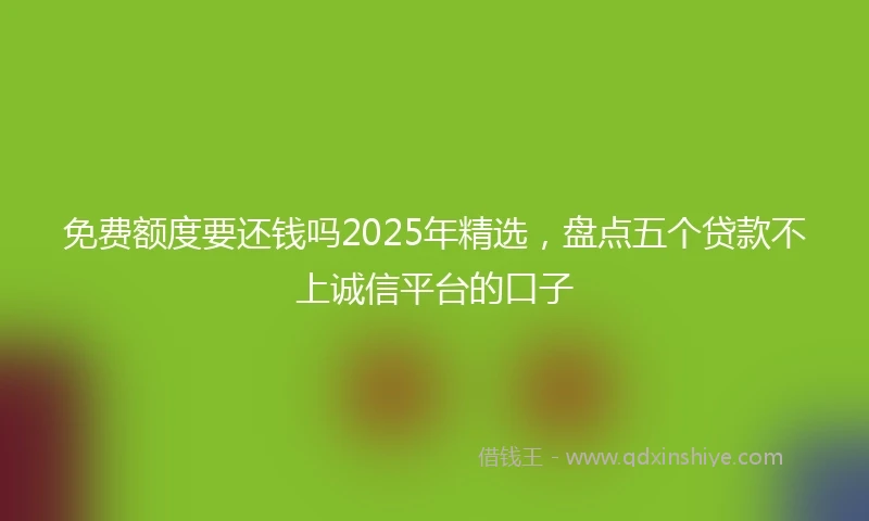 免费额度要还钱吗2025年精选，盘点五个贷款不上诚信平台的口子