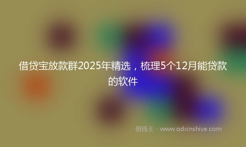 借贷宝放款群2025年精选，梳理5个12月能贷款的软件