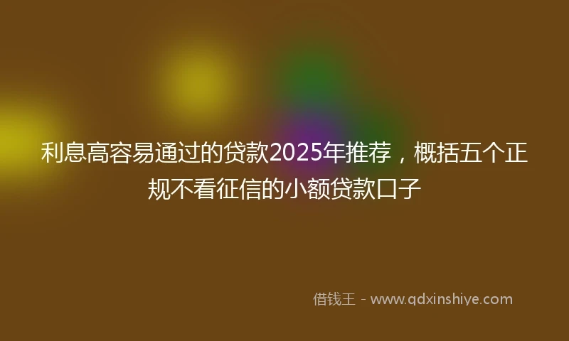 利息高容易通过的贷款2025年推荐，概括五个正规不看征信的小额贷款口子
