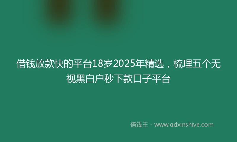借钱放款快的平台18岁2025年精选，梳理五个无视黑白户秒下款口子平台