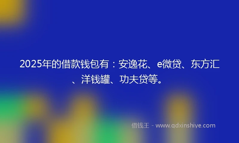 2025年的借款钱包有：安逸花、e微贷、东方汇、洋钱罐、功夫贷等。